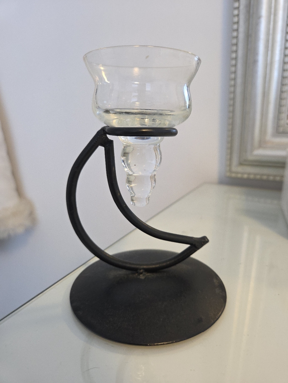 Vintage Cast Metal Moon Candle Holder